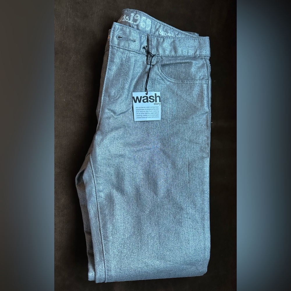 Gap Kids Silver Shimmer Straight Leg Pants SZ 14 Like New Need To Wash P…